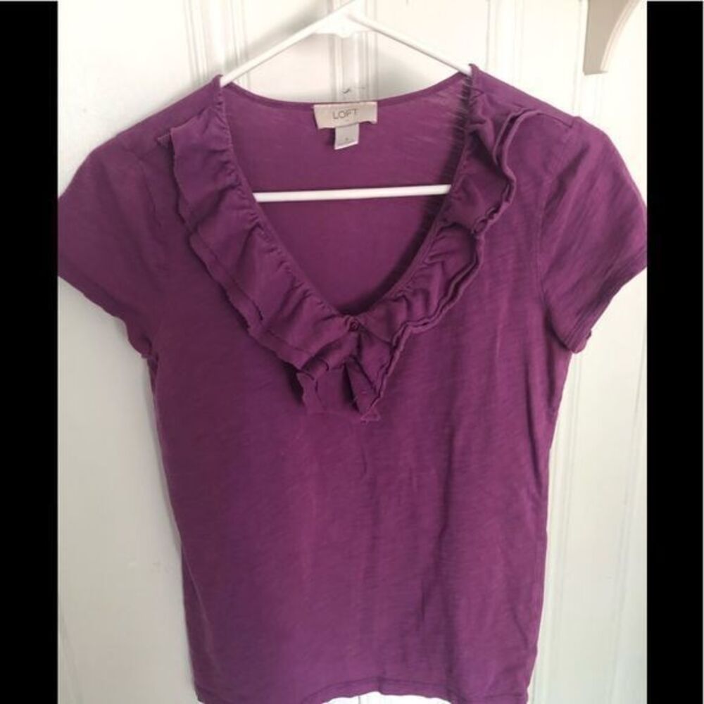 Loft shirt ruffle v-neck